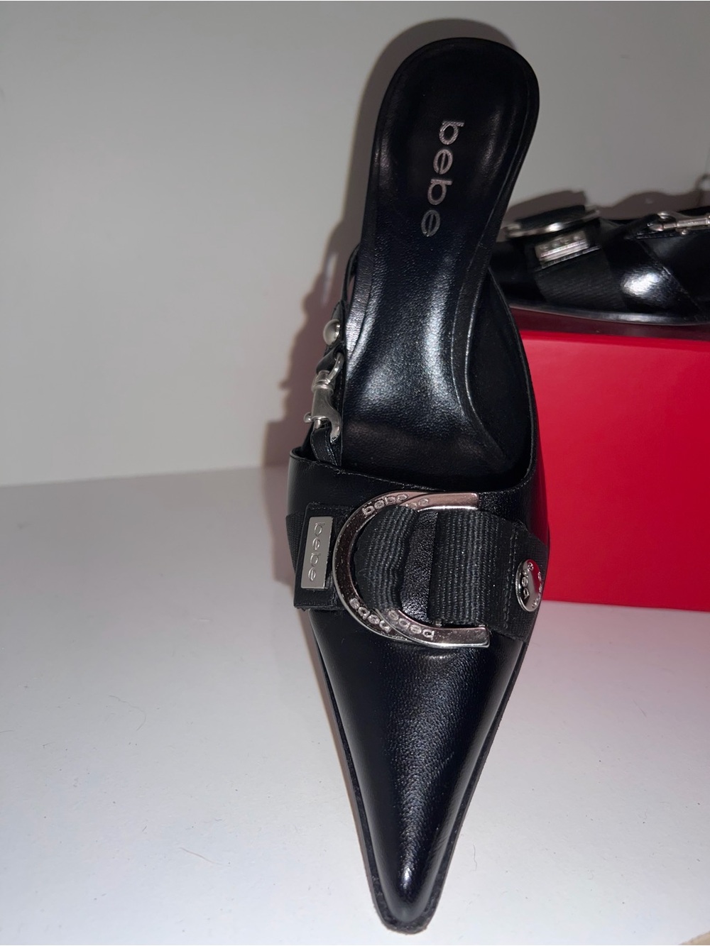 🖤bebe Vintage Black Pointed Mule with Buckle 🖤